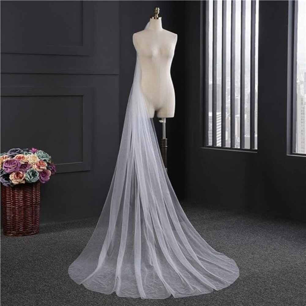 Bridal Veil Long Wedding Veil Dress Hair Comb - Picture 5 of 6